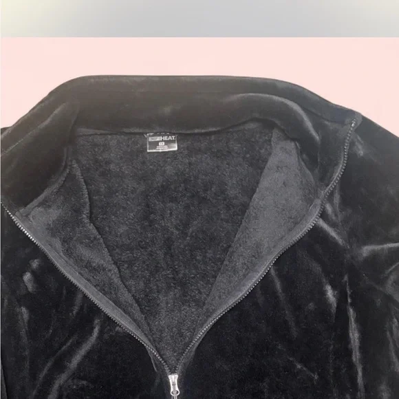 Black Velvet faux fur  Zip-Up Jacket - Picture 5 of 8